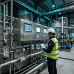 Industrial water quality monitoring sensors installed in power plant cooling water system