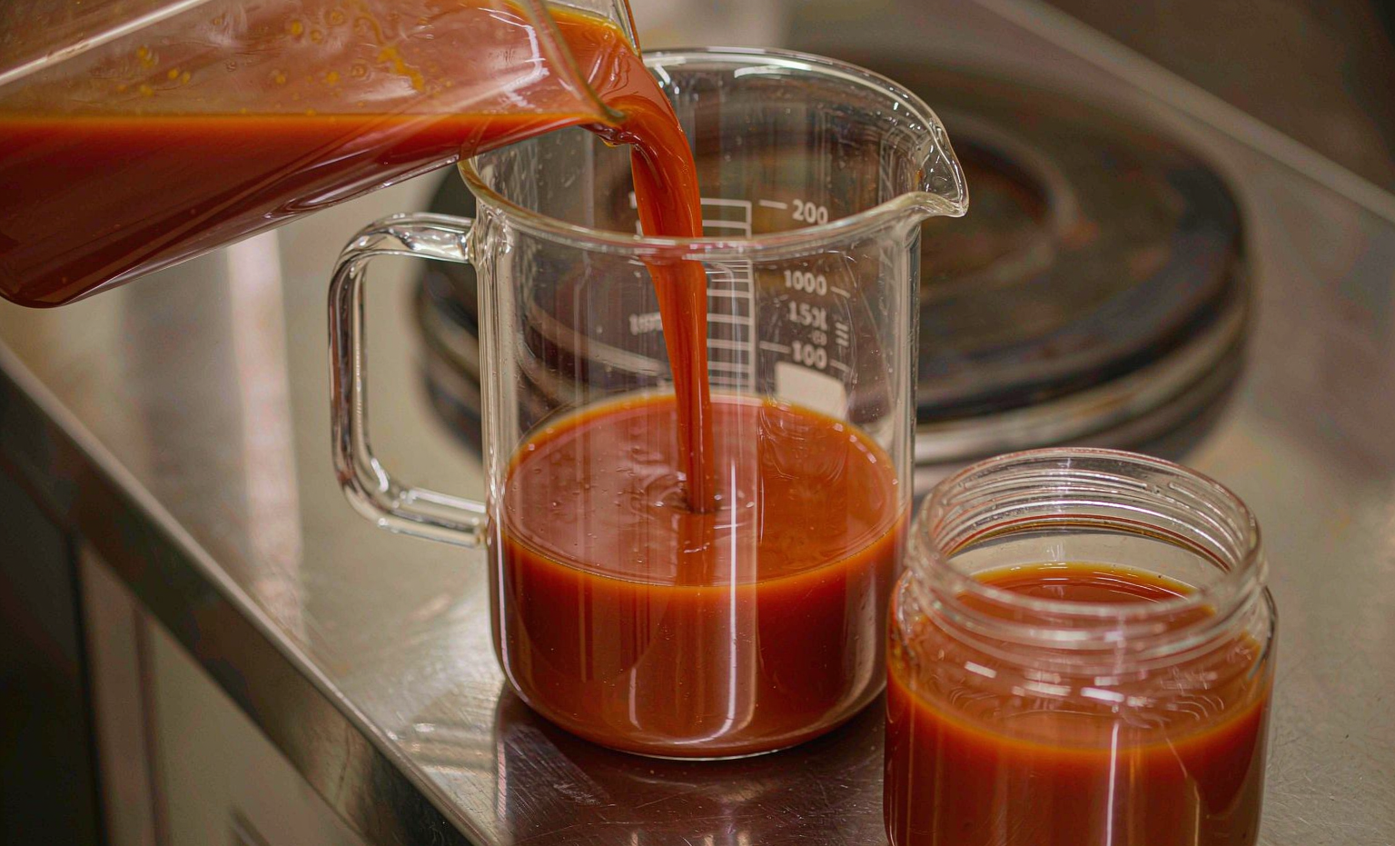 Crude palm oil (CPO) sample — POME monitoring keeps mill water as clean as the oil