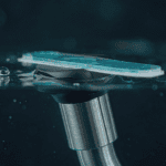 Optical dissolved oxygen sensor cap submerged in dark water